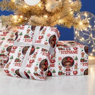 Afroamerikanisches Weihnachtsmädchen Geschenkpapier