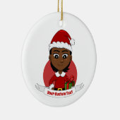 Afroamerikanisches Weihnachtsmädchen mit kurzen Ha Keramik Ornament (Rechts)