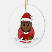 Afroamerikanisches Weihnachtsmädchen mit kurzen Ha Keramik Ornament (Links)