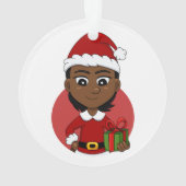Afroamerikanisches Weihnachtsmädchen mit kurzen Ha Ornament (Rückseite)