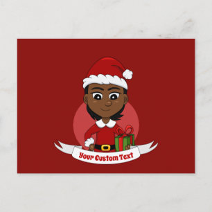 Afroamerikanisches Weihnachtsmädchen mit kurzen Ha Postkarte