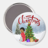 Afroamerikanisches Weihnachtsmagnet Magnet (Vorderseite/Rückseite)
