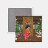 Afroamerikanisches Weihnachtsmagnet Magnet (Vorderseite/Rückseite)