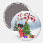 Afroamerikanisches Weihnachtsmagnet Magnet (Vorderseite/Rückseite)