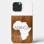 AFRoCA Weibliche Afro plus Afrika Holzkörner-Look Case-Mate iPhone Hülle (Rückseite)