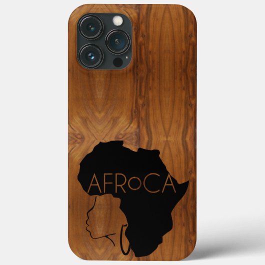 AFRoCA Weibliche Afro plus Afrika Holzkörner-Look Case-Mate iPhone Hülle (Rückseite)