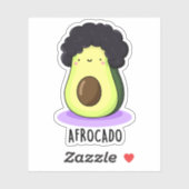 Afrocado Funny Avocado mit Afro Puff Aufkleber (Blatt)