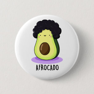 Afrocado Funny Avocado mit Afro Puff Button