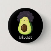 Afrocado Funny Avocado mit Afro Puff Dark BG Button (Vorderseite)