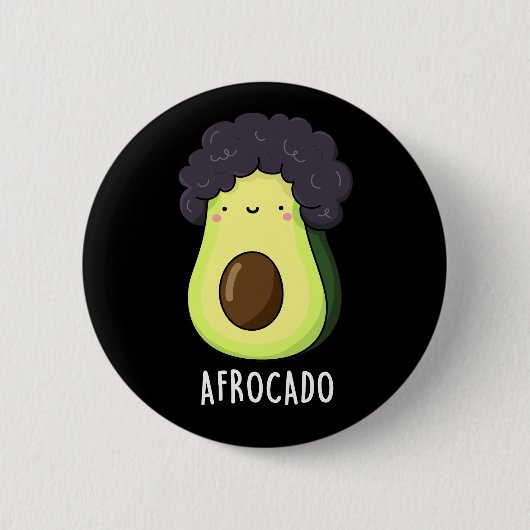 Afrocado Funny Avocado mit Afro Puff Dark BG Button (Vorderseite)