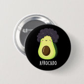 Afrocado Funny Avocado mit Afro Puff Dark BG Button (Vorne & Hinten)