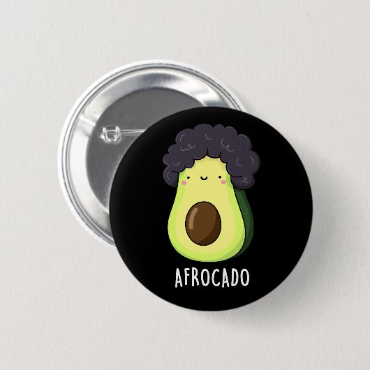 Afrocado Funny Avocado mit Afro Puff Dark BG Button (Vorne & Hinten)
