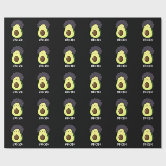 Afrocado Funny Avocado mit Afro Puff Dark BG Geschenkpapier (Flach)