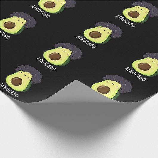 Afrocado Funny Avocado mit Afro Puff Dark BG Geschenkpapier (Ecke)