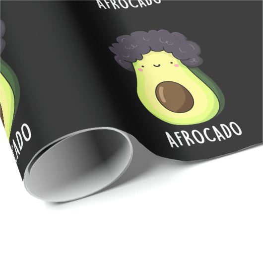 Afrocado Funny Avocado mit Afro Puff Dark BG Geschenkpapier (Rolleneckpunkt)