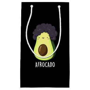 Afrocado Funny Avocado mit Afro Puff Dark BG Kleine Geschenktüte