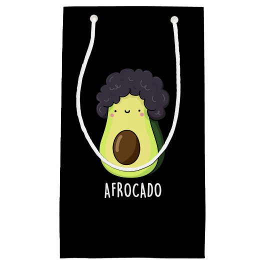 Afrocado Funny Avocado mit Afro Puff Dark BG Kleine Geschenktüte (Vorderseite)