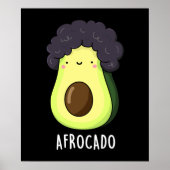 Afrocado Funny Avocado mit Afro Puff Dark BG Poster (Vorne)