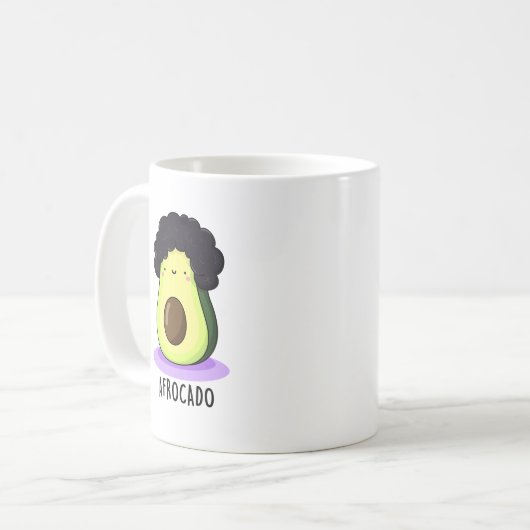 Afrocado Funny Avocado mit Afro Puff Kaffeetasse (Vorderseite Links)