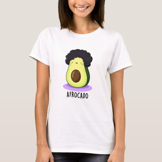 Afrocado Funny Avocado mit Afro Puff T-Shirt (Vorderseite)
