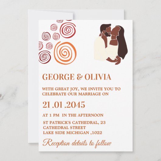 Afrocentric Abstract Pattern African Wedding Einladung (Vorderseite)