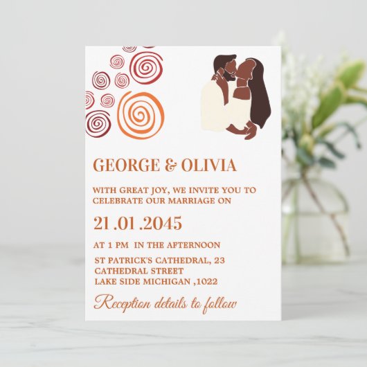 Afrocentric Abstract Pattern African Wedding Einladung (Stehend Vorderseite)