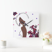 Afrocentric Beauty Wall Clock Quadratische Wanduhr (Zuhause)