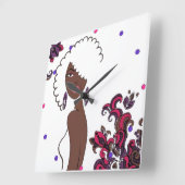 Afrocentric Beauty Wall Clock Quadratische Wanduhr (Winkel)