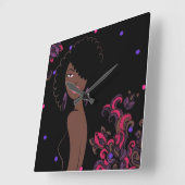 Afrocentric Beauty Wall Clock Quadratische Wanduhr (Winkel)