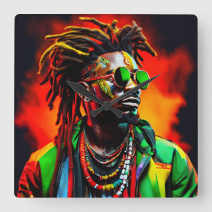 Afrocentric Bro African Men Melanin Bruh Black Vat Quadratische Wanduhr