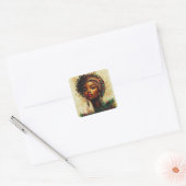 Afrocentric Christmas Queen–Flat Holiday Card Quadratischer Aufkleber (Umschlag)