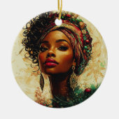Afrocentric Christmas Queen Keramik Ornament (Vorne)