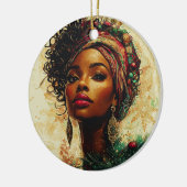 Afrocentric Christmas Queen Keramik Ornament (Links)