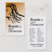 Afrocentric flicht Haar-Stylisten - Tan Visitenkarte (Vorne/Hinten)