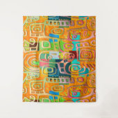 Afrocentric Geometric in Bold Orange & Chrome – Wandteppich (Vorderseite)