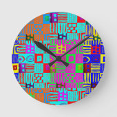 Afrocentric Geometric Motif Multicolored Runde Wanduhr (Vorderseite)