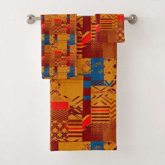 Afrocentric Geometric Print Bath Towel Set (Insitu)