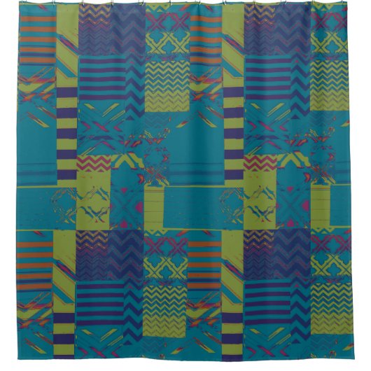 Afrocentric Geometric Print Shower Curtain  Duschvorhang (Vorderseite)