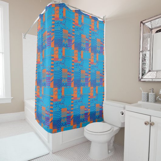 Afrocentric Geometric Print Shower Curtain  Duschvorhang