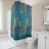 Afrocentric Geometric Print Shower Curtain  Duschvorhang