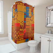 Afrocentric Geometric Print Shower Curtain  Duschvorhang