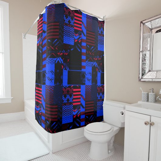Afrocentric Geometric Print Shower Curtain  Duschvorhang