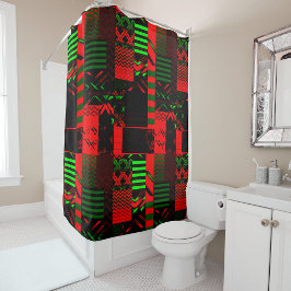 Afrocentric Geometric Print Shower Curtain  Duschvorhang