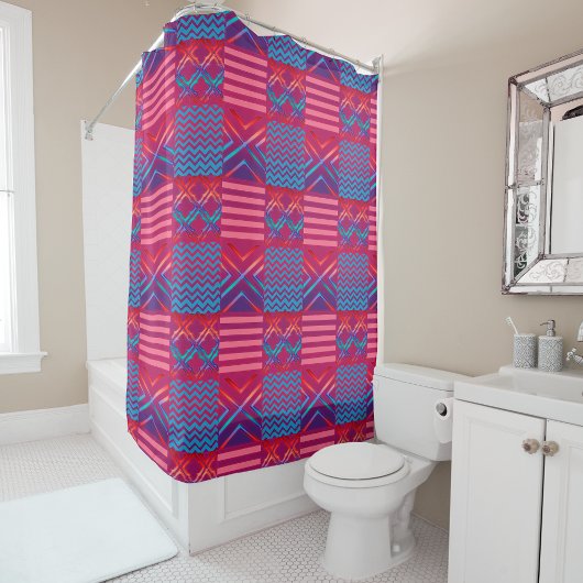 Afrocentric Geometric Print Shower Curtain  Duschvorhang