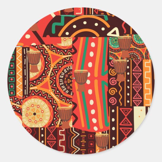 Afrocentric Kente Jigsaw Puzzle Runder Aufkleber (Vorderseite)