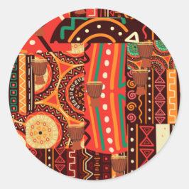 Afrocentric Kente Jigsaw Puzzle Runder Aufkleber