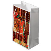 Afrocentric Kente Tribal Hochzeitsgeschenk Tasche Kleine Geschenktüte (Rückseite Schrägansicht)