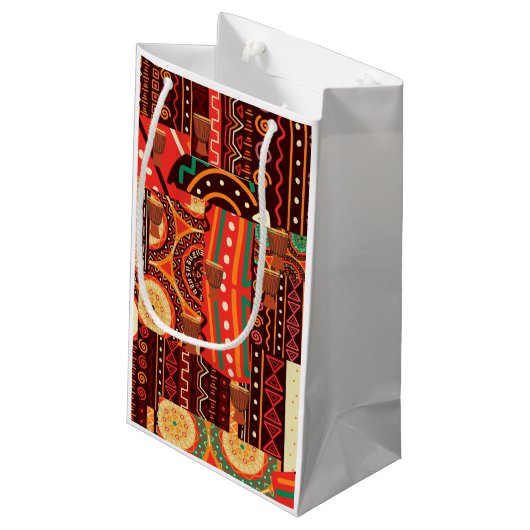 Afrocentric Kente Tribal Hochzeitsgeschenk Tasche Kleine Geschenktüte (Rückseite Schrägansicht)