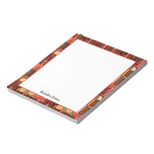 Afrocentric Kente Tribal Muster Notepad Notizblock (Rotiert)