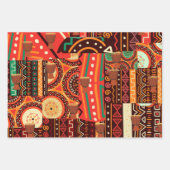Afrocentric Kente Tribal Muster Wrapping Paper S Geschenkpapier Set (Vorderseite 3)